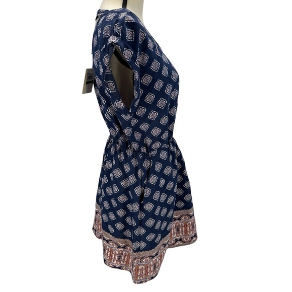 Hippie Rose Cap Sleeve Midi Dress - Navy Blue Pink - size Large - Picture 4 of 11